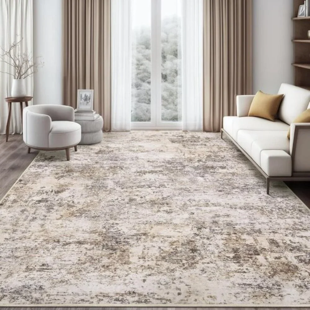8x10 Brown Washable Area Rug, Ultra-Thin Non-Slip Soft Carpet for Home & Room
